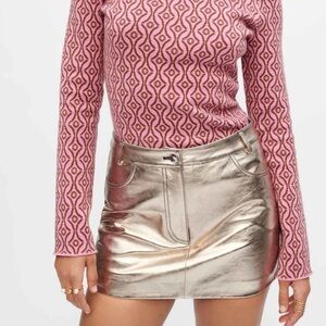 Maje Metallic Leather Mini Skirt - Size 34 - Worn once!